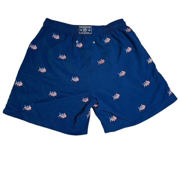 Southern Tide Skipjack Men’s Swim Trunks Small Patriotic American Flag Fish NEW - Picture 3 of 7